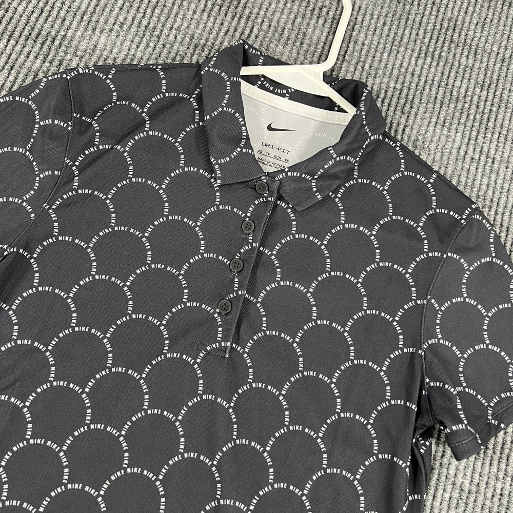 Nike Polo Shirt Womens XS Extra Small Black Geometric Short Sleeve Tennis Golf